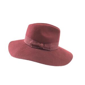 Burgundy Wool Floppy Fedora Hat OS